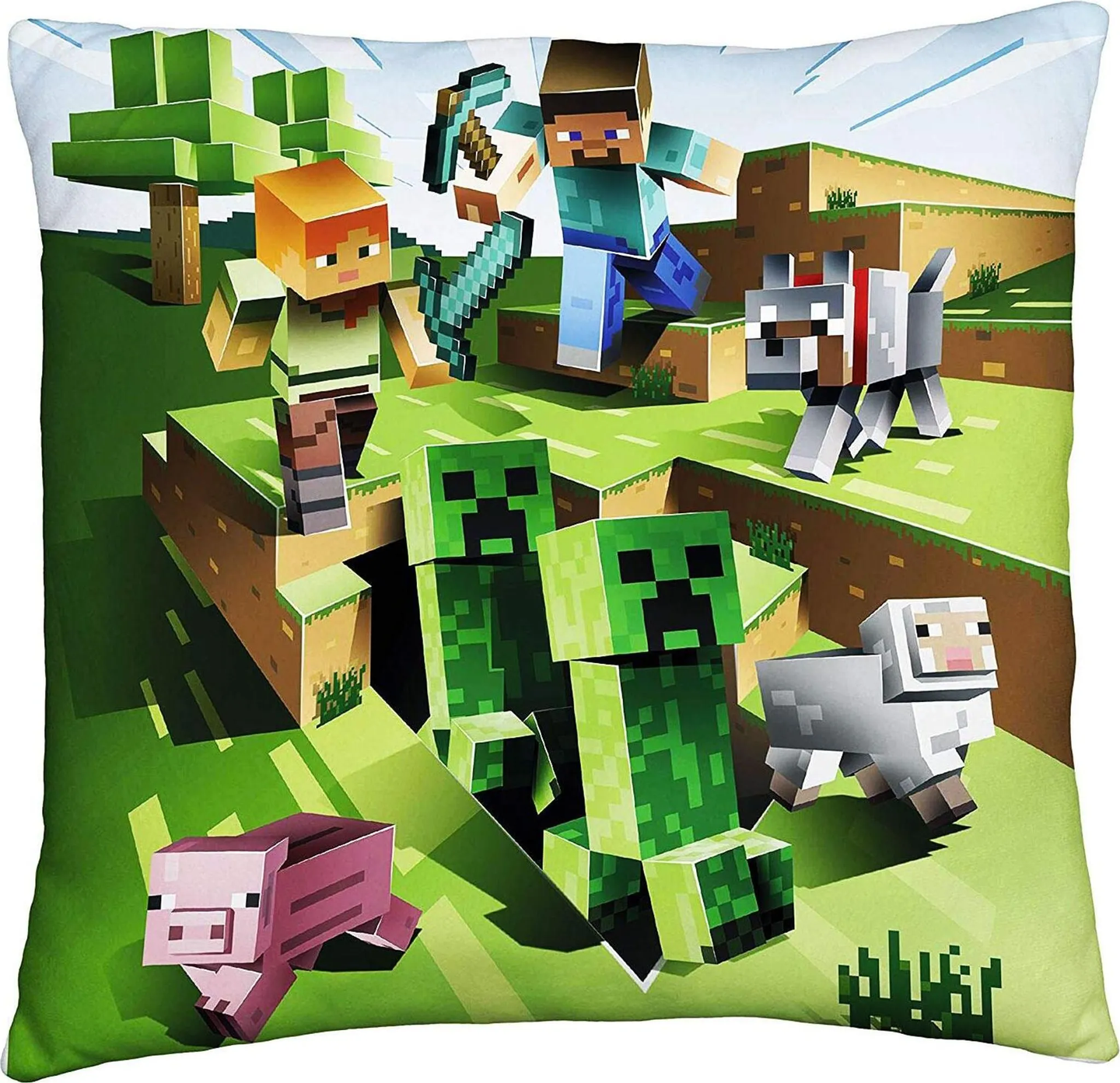 Minecraft Kissen (40×40 cm, doppelseitig bedruckt, 100 % Polyester)