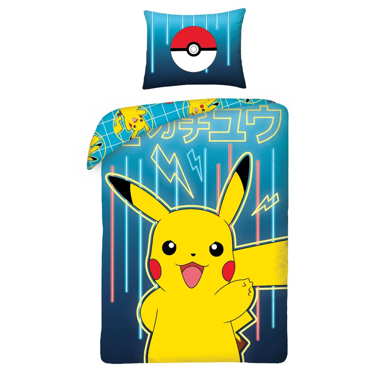 Pokémon Bettwäsche Set für Kinder mit Pikachu | Baumwolle – Passend für Decke 135×200 cm + Kissen 80×80 cm