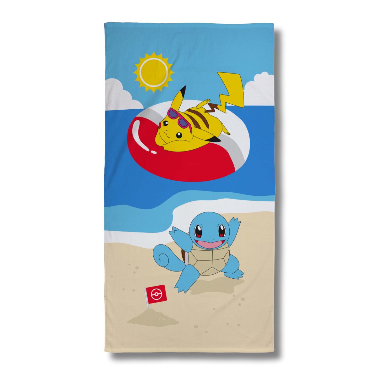 Pokémon Strandtuch | Pikachu & Schiggy (70x140 cm, 100 % Baumwolle)