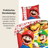 Super Mario Bettwäsche Set für Kinder aus Baumwolle | Passend für Decke 135×200 cm + Kissen 80×80 cm