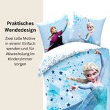 Disney Frozen Bettwäsche Set für Kinder aus Baumwolle Elsa & Anna | Passend für Decke 135×200 cm + Kissen 80×80 cm