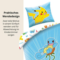 Pokémon Bettwäsche Set für Kinder | Passend für Decke 135×200 cm + Kissen 80×80 cm | Mikrofaser