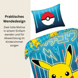 Pokémon Bettwäsche Set für Kinder mit Pikachu | Baumwolle – Passend für Decke 135×200 cm + Kissen 80×80 cm
