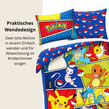 Pokémon Bettwäsche Set für Kinder | Baumwolle – Passend für Decke 135×200 cm + Kissen 80×80 cm