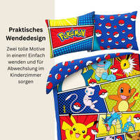 Pokémon Bettwäsche Set für Kinder | Baumwolle – Passend für Decke 135×200 cm + Kissen 80×80 cm