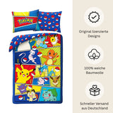 Pokémon Bettwäsche Set für Kinder | Baumwolle – Passend für Decke 135×200 cm + Kissen 80×80 cm
