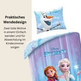 Disney Frozen Bettwäsche Set für Kinder aus Baumwolle | Elsa & Anna | Passend für Decke 135×200 cm + Kissen 80×80 cm