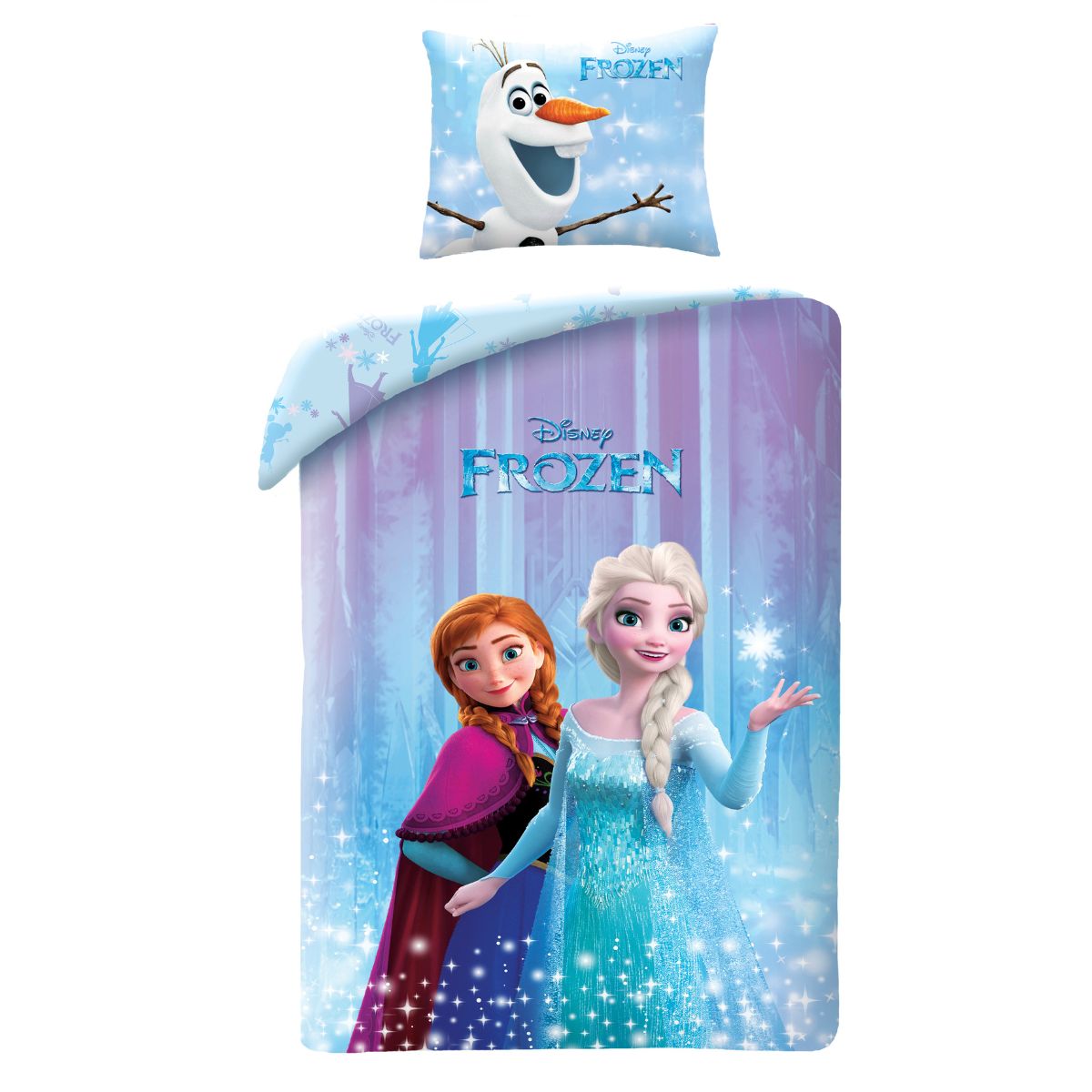 Disney Frozen Bettwäsche Set für Kinder aus Baumwolle | Elsa & Anna | Passend für Decke 135×200 cm + Kissen 80×80 cm