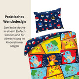 Pokémon Bettwäsche Set für Kinder aus Baumwolle | Passend für Decke 135×200 cm + Kissen 80×80 cm