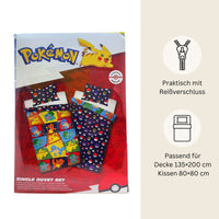 Pokémon Bettwäsche Set für Kinder aus Baumwolle | Passend für Decke 135×200 cm + Kissen 80×80 cm
