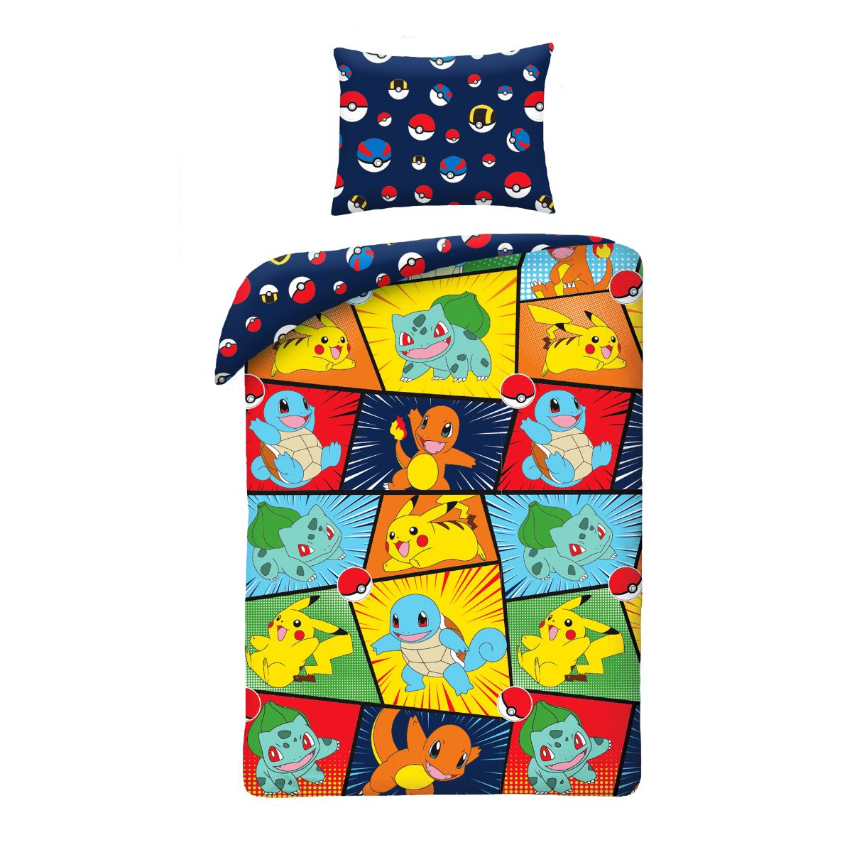 Pokémon Bettwäsche Set für Kinder aus Baumwolle | Passend für Decke 135×200 cm + Kissen 80×80 cm