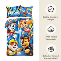Paw Patrol Bettwäsche Set für Kinder | Baumwolle – Passend für Decke 135×200 cm + Kissen 80×80 cm